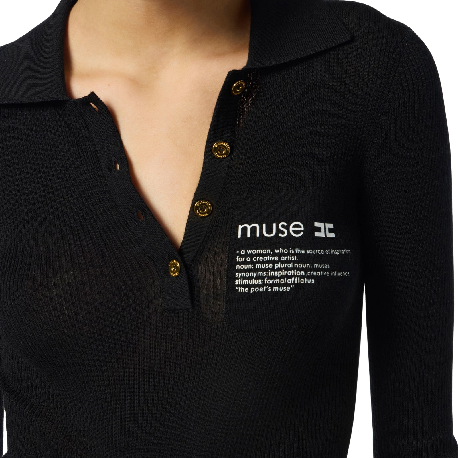 Polo in maglia con dettaglio lettering - NERO