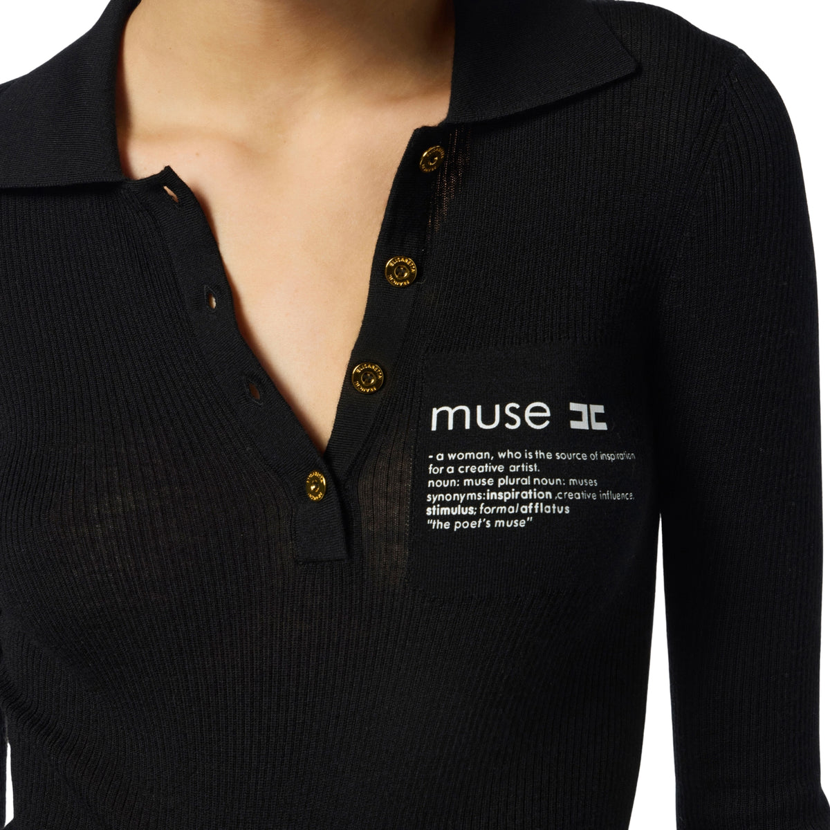 Polo a costine con lettering ispirazionale - Nero