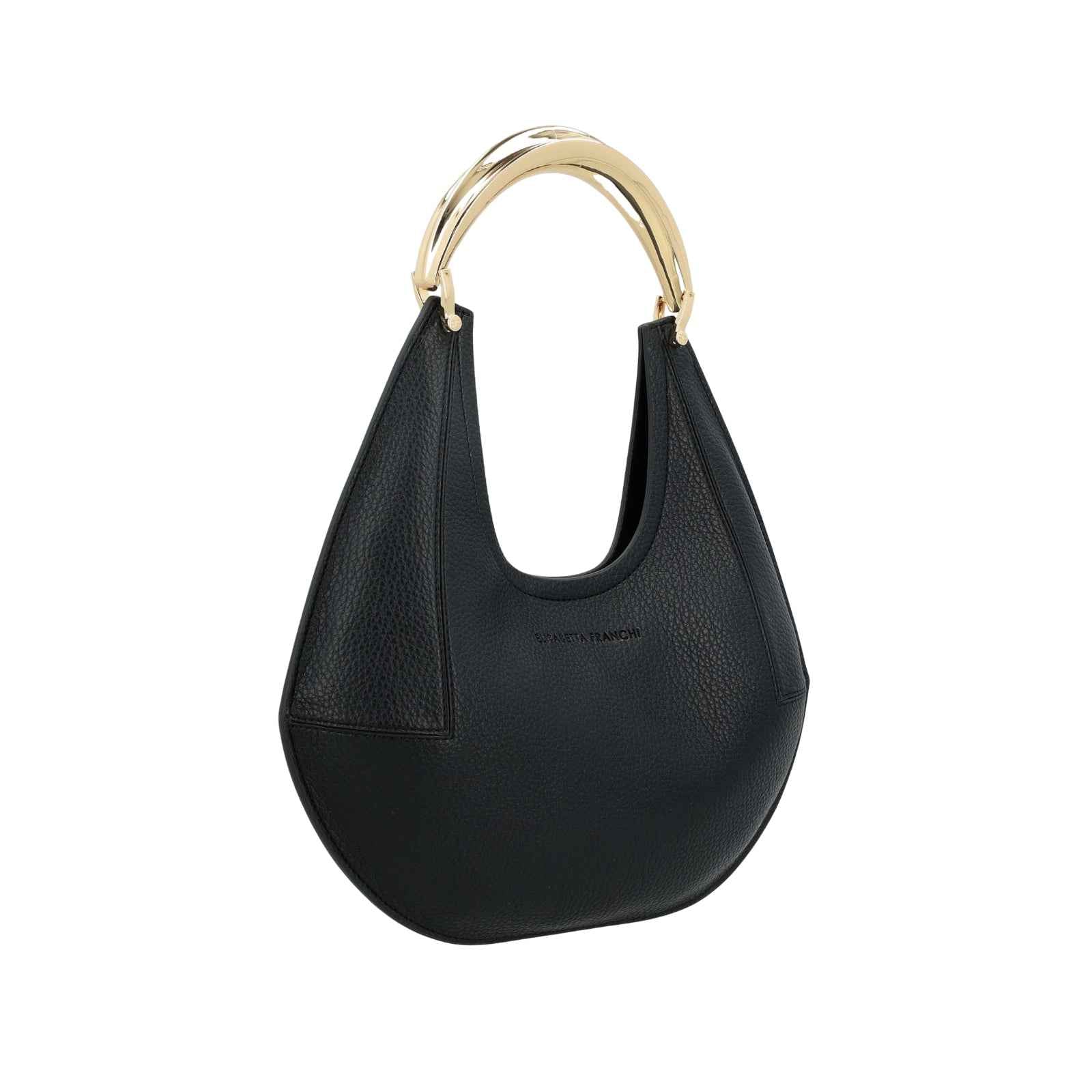 Borsa Hobo con manico in metallo dorato