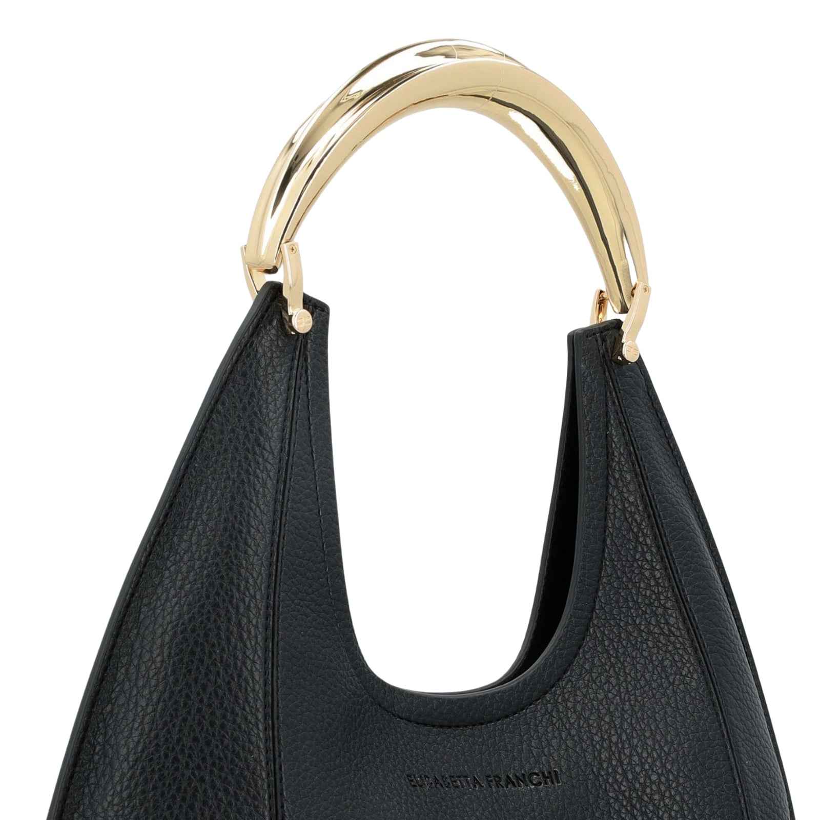 Borsa Hobo con manico in metallo dorato