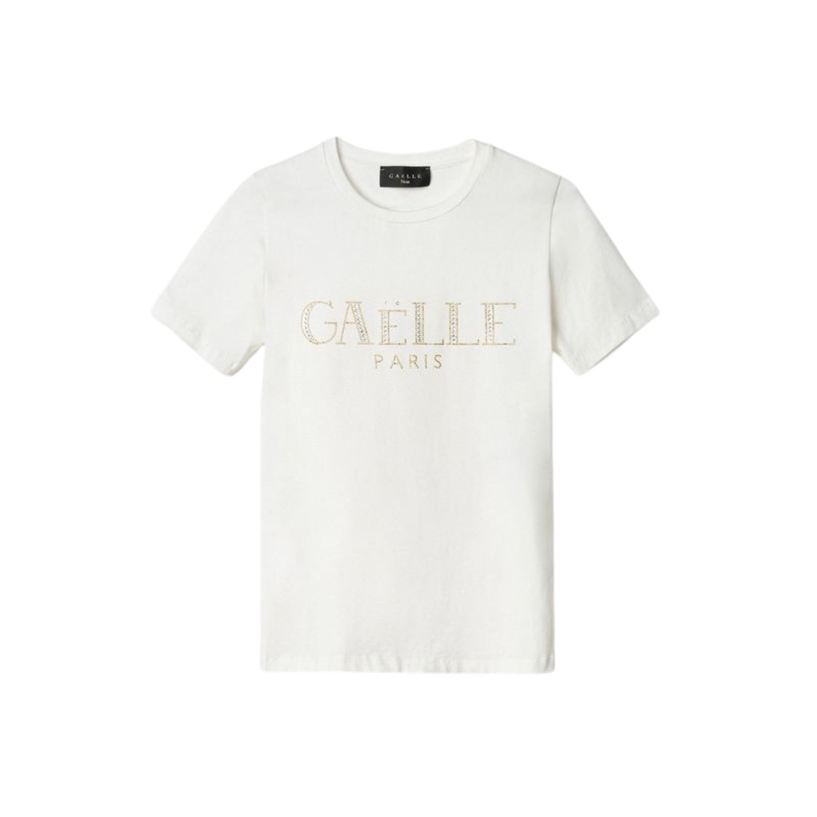 T-shirt girocollo con logo a strass - BIANCO