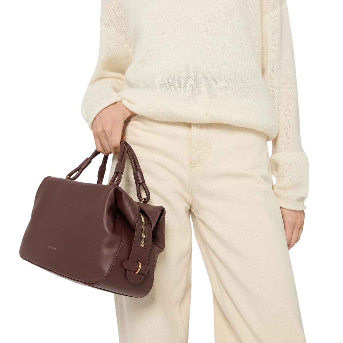 Borsa Lizzie con manici su ponticelli metallici - Berry