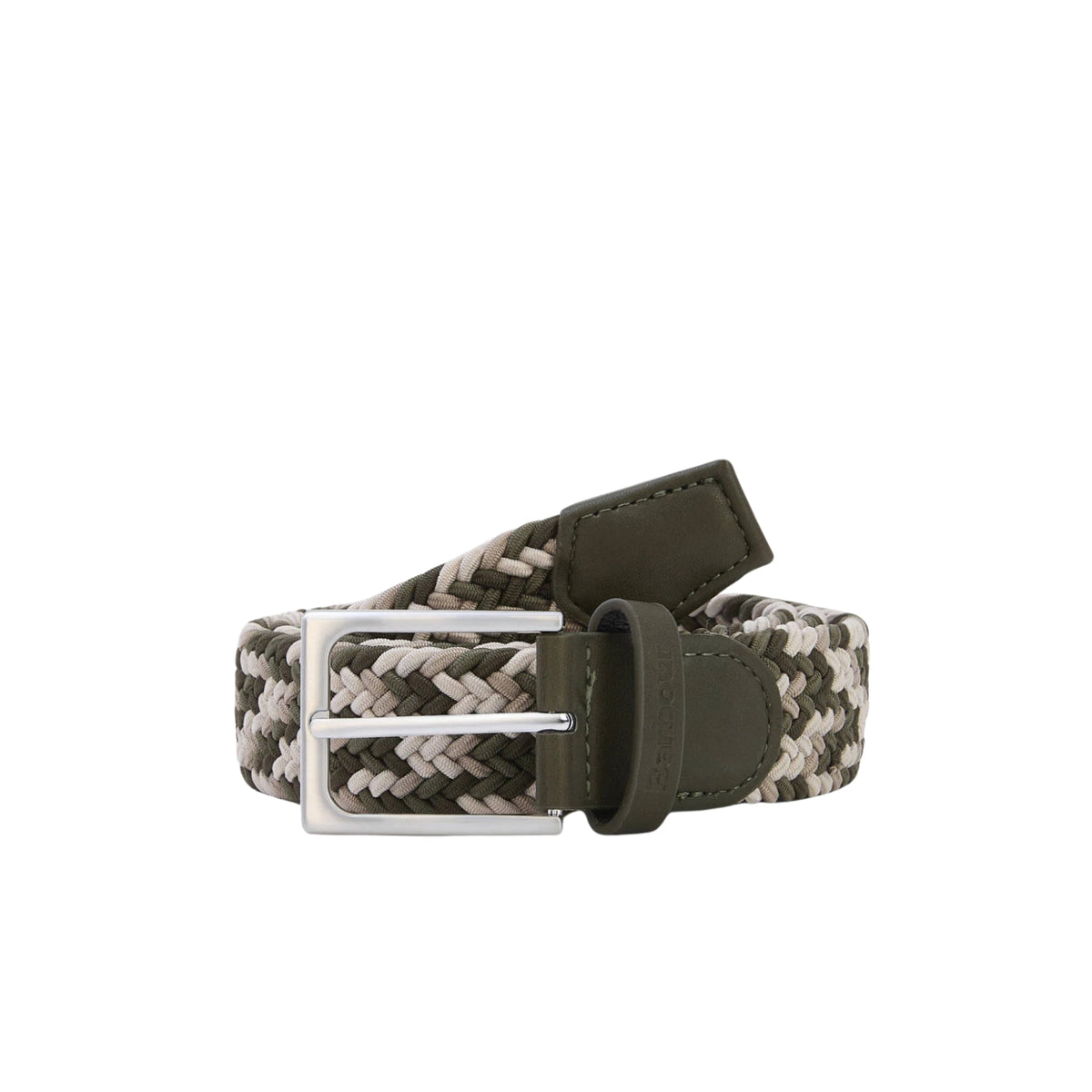 Cintura Ford in fettuccia elastica e pelle - Oliva