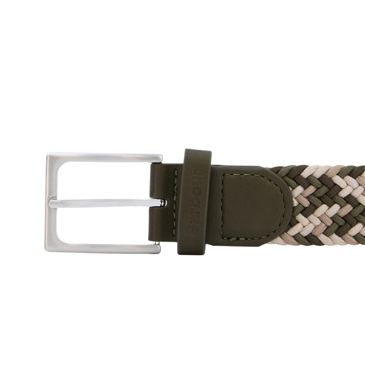 Cintura Ford in fettuccia elastica e pelle - Oliva