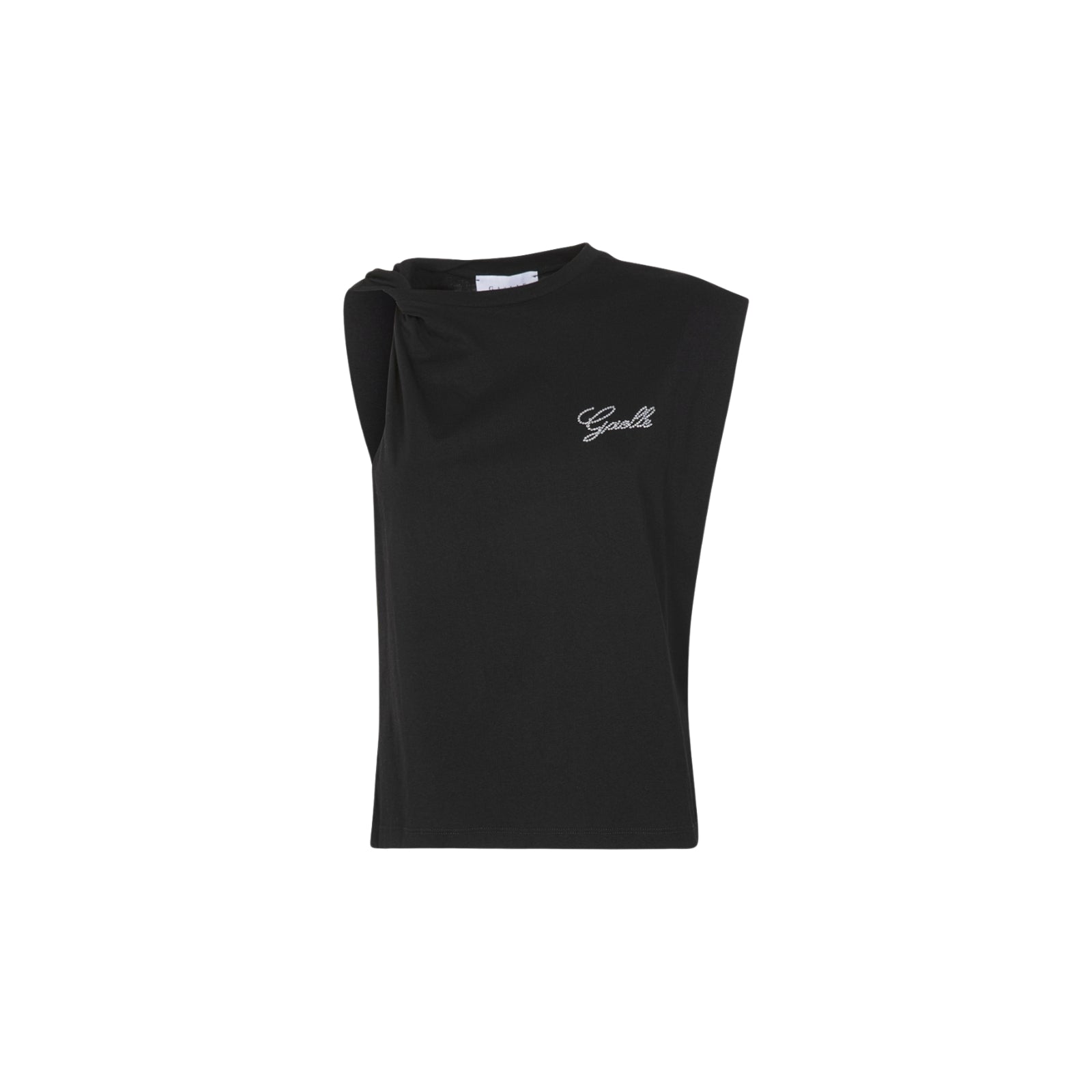 T-Shirt Smanicata E Logo Strass