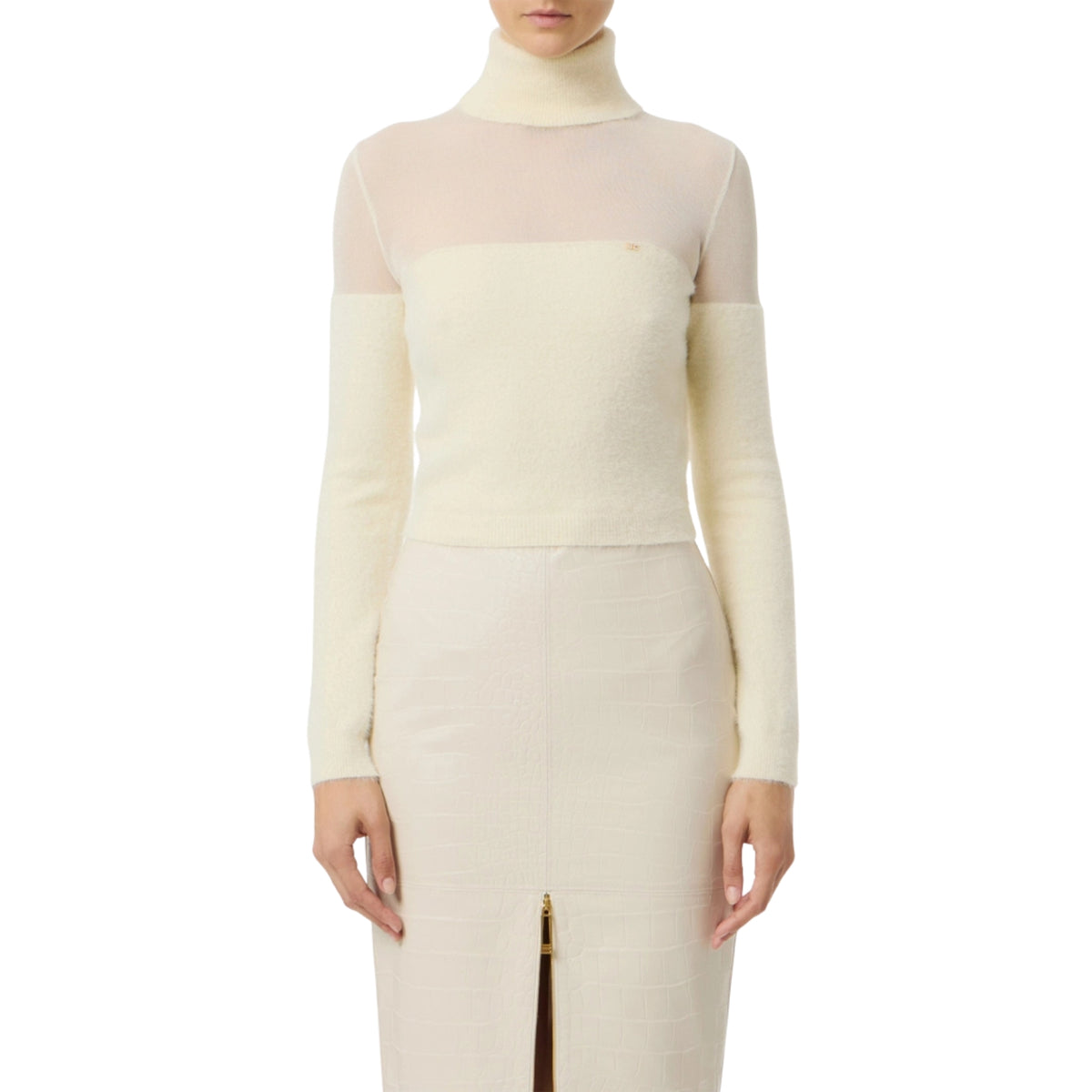 Dolcevita cropped effetto pelo - Bianco