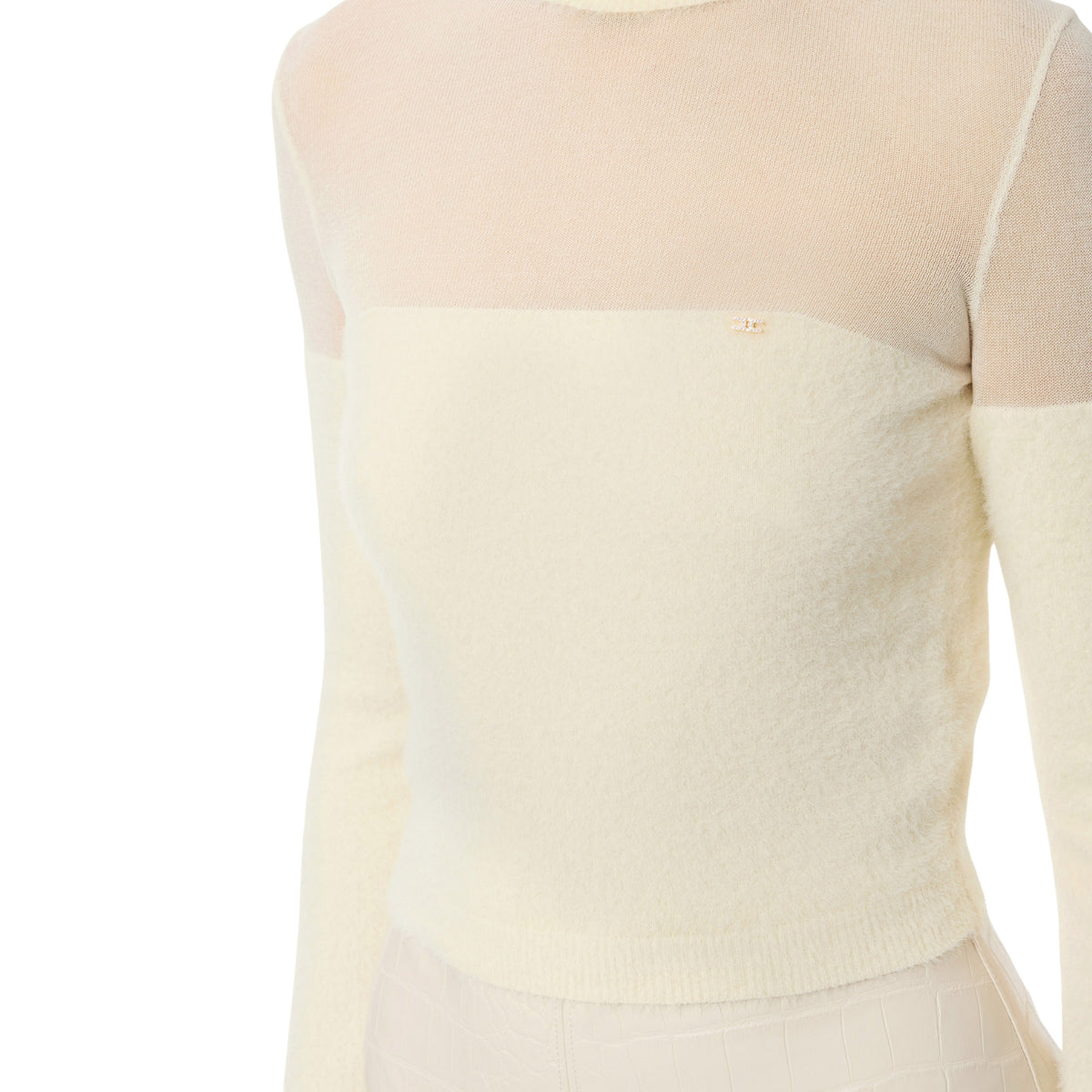 Dolcevita cropped effetto pelo - Bianco