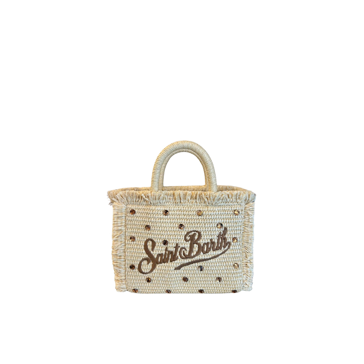Mini Vanity in paglia con borchie - Naturale