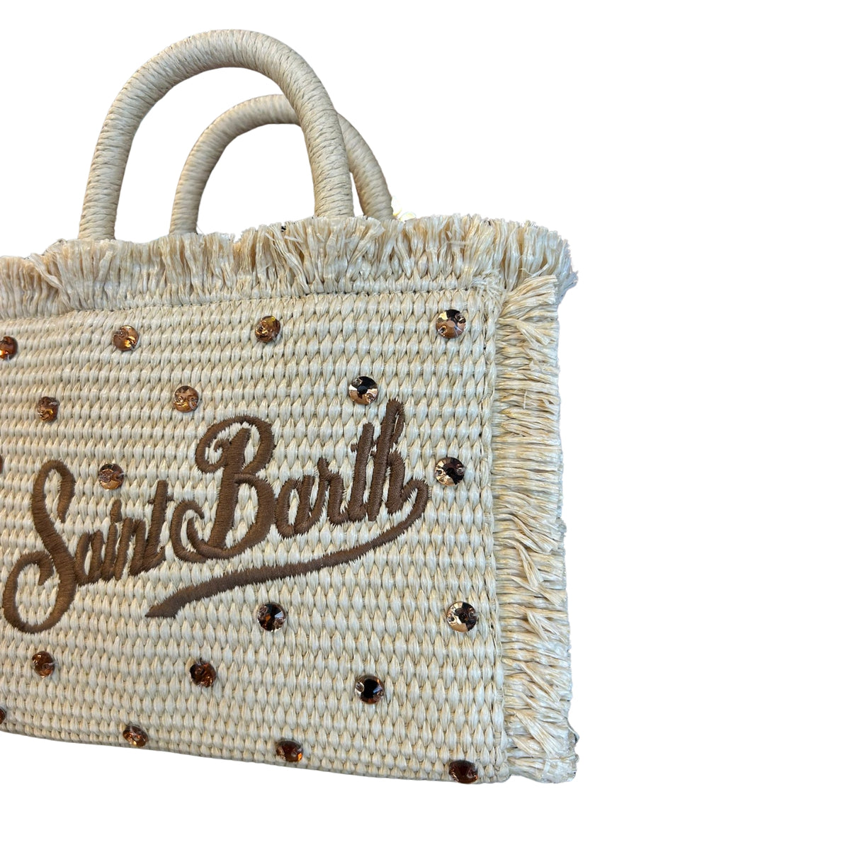 Mini Vanity in paglia con borchie - Naturale