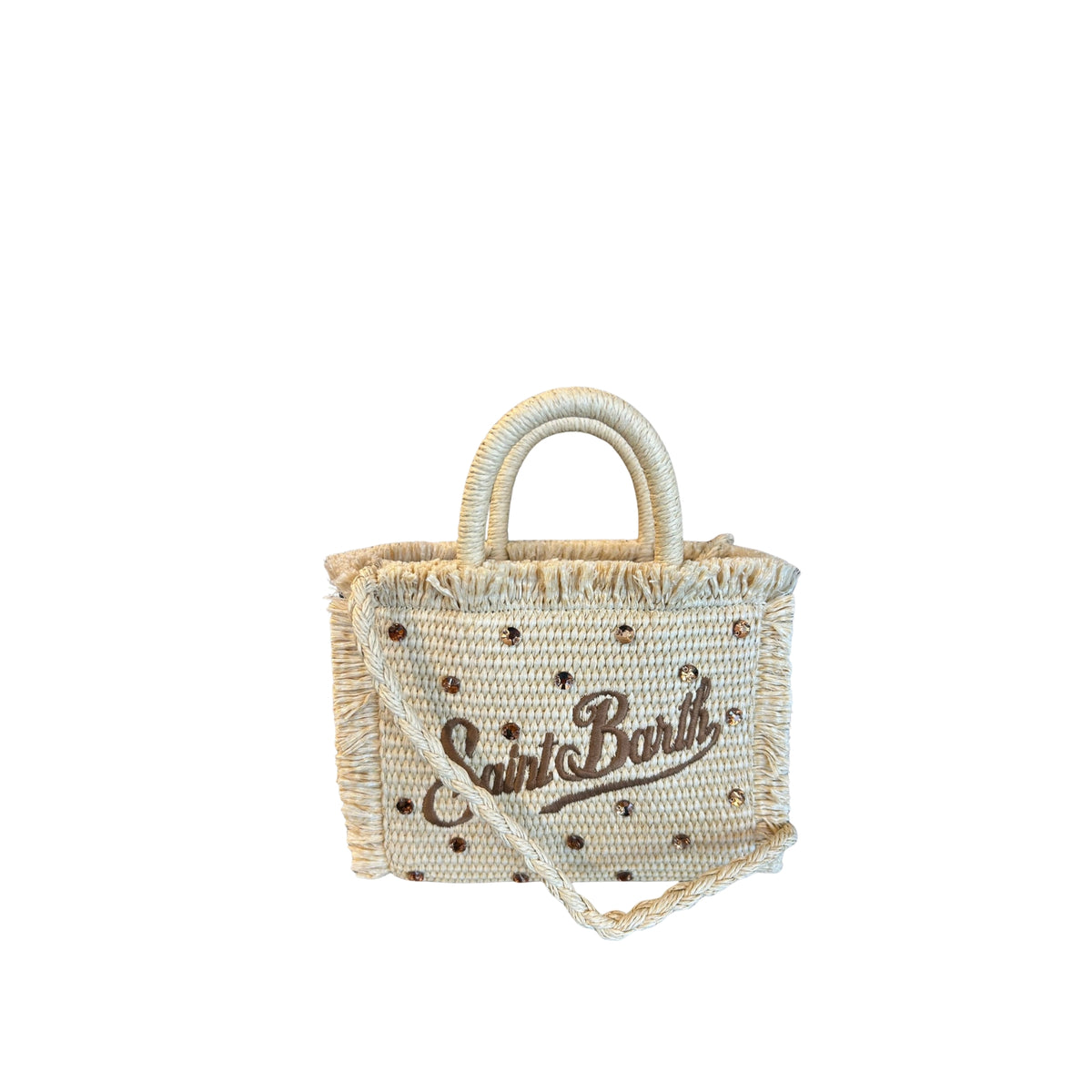 Mini Vanity in paglia con borchie - Naturale