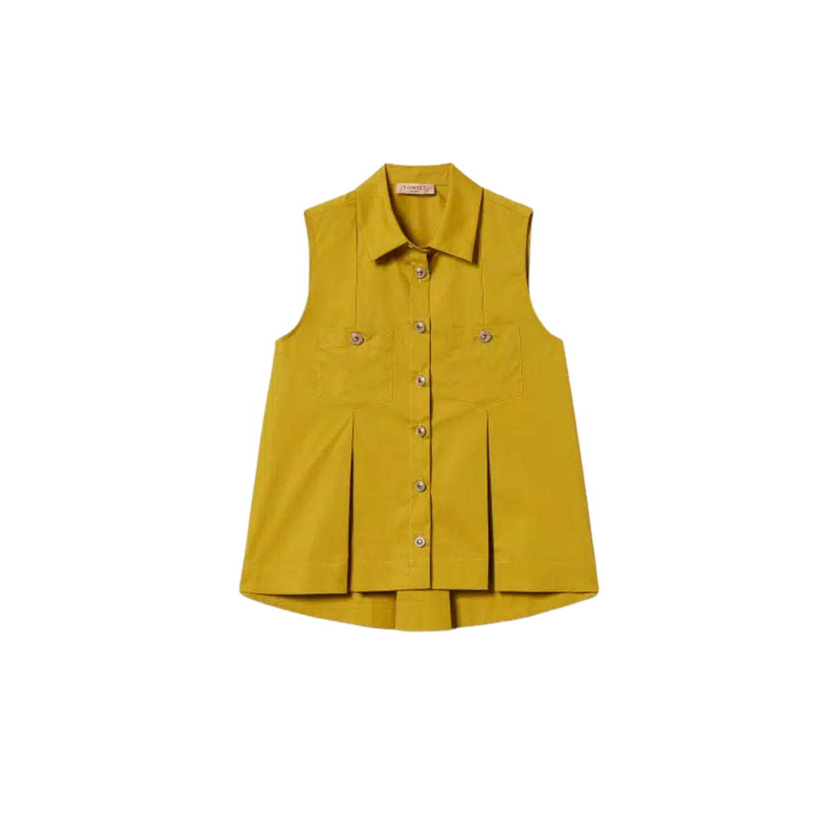Camicia in popeline con tasche applicate - Avocado