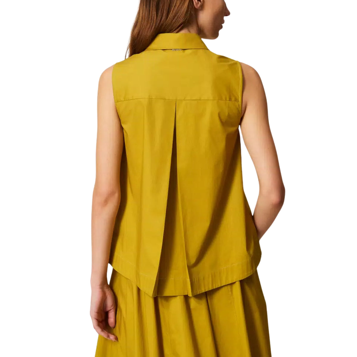 Camicia in popeline con tasche applicate - Avocado