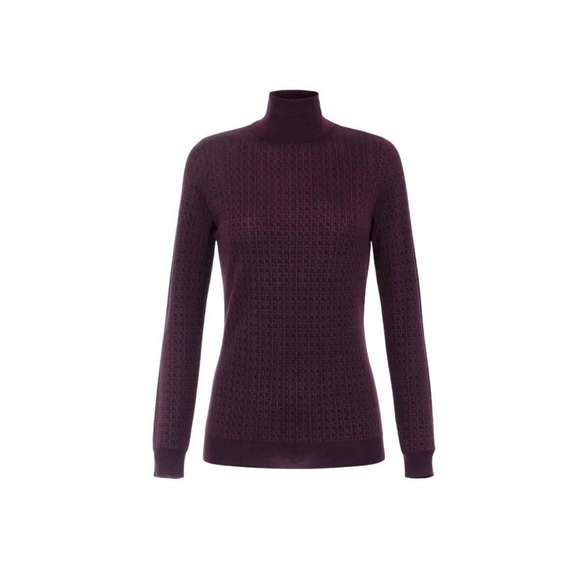 Maglia in lana dolcevita con micro-logo jacquard - Merlot