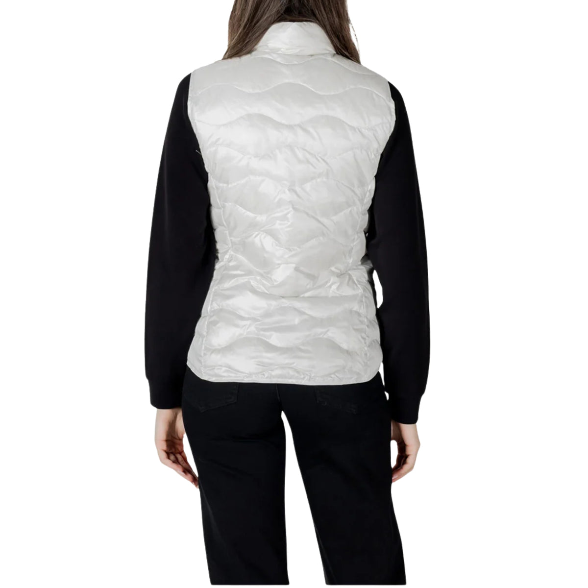 Gilet imbottito con impuntura a onde - Bianco
