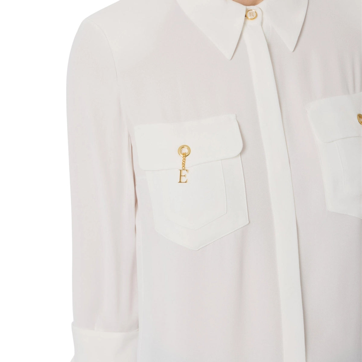Camicia con tasche e gemelli pendenti gioiello - Avorio