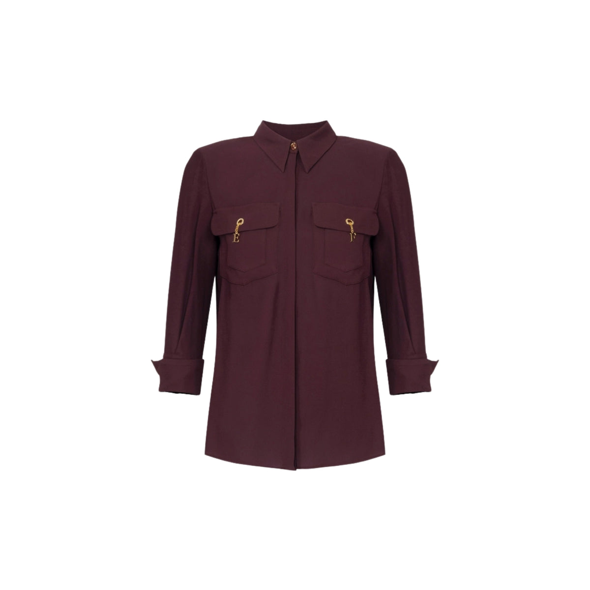 Camicia con tasche e gemelli pendenti gioiello - Merlot
