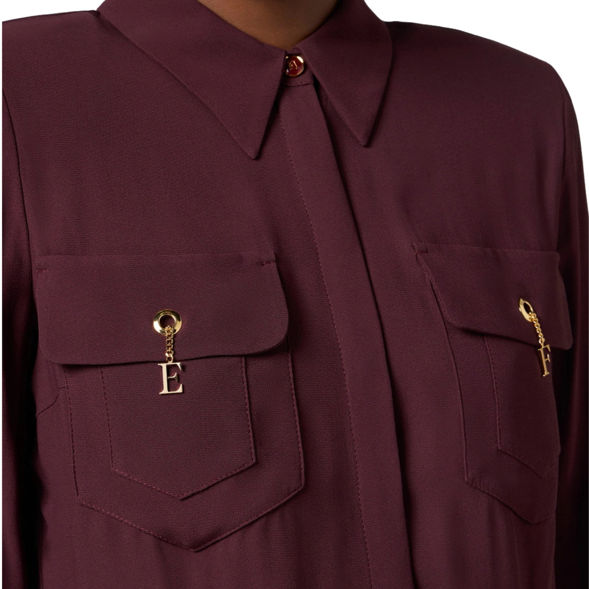 Camicia con tasche e gemelli pendenti gioiello - Merlot