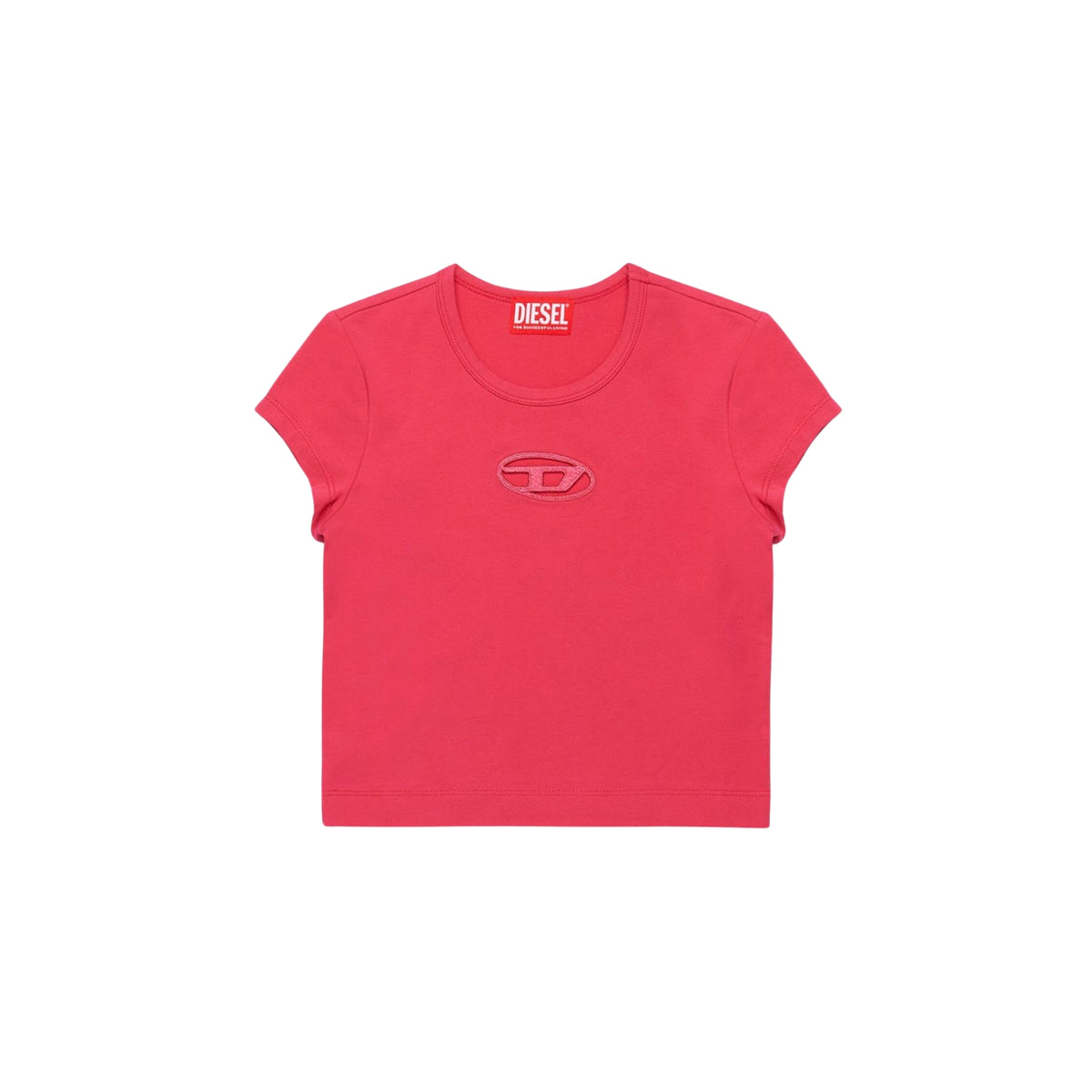 T-shirt bambina con ricamo logo Oval D - Rosa