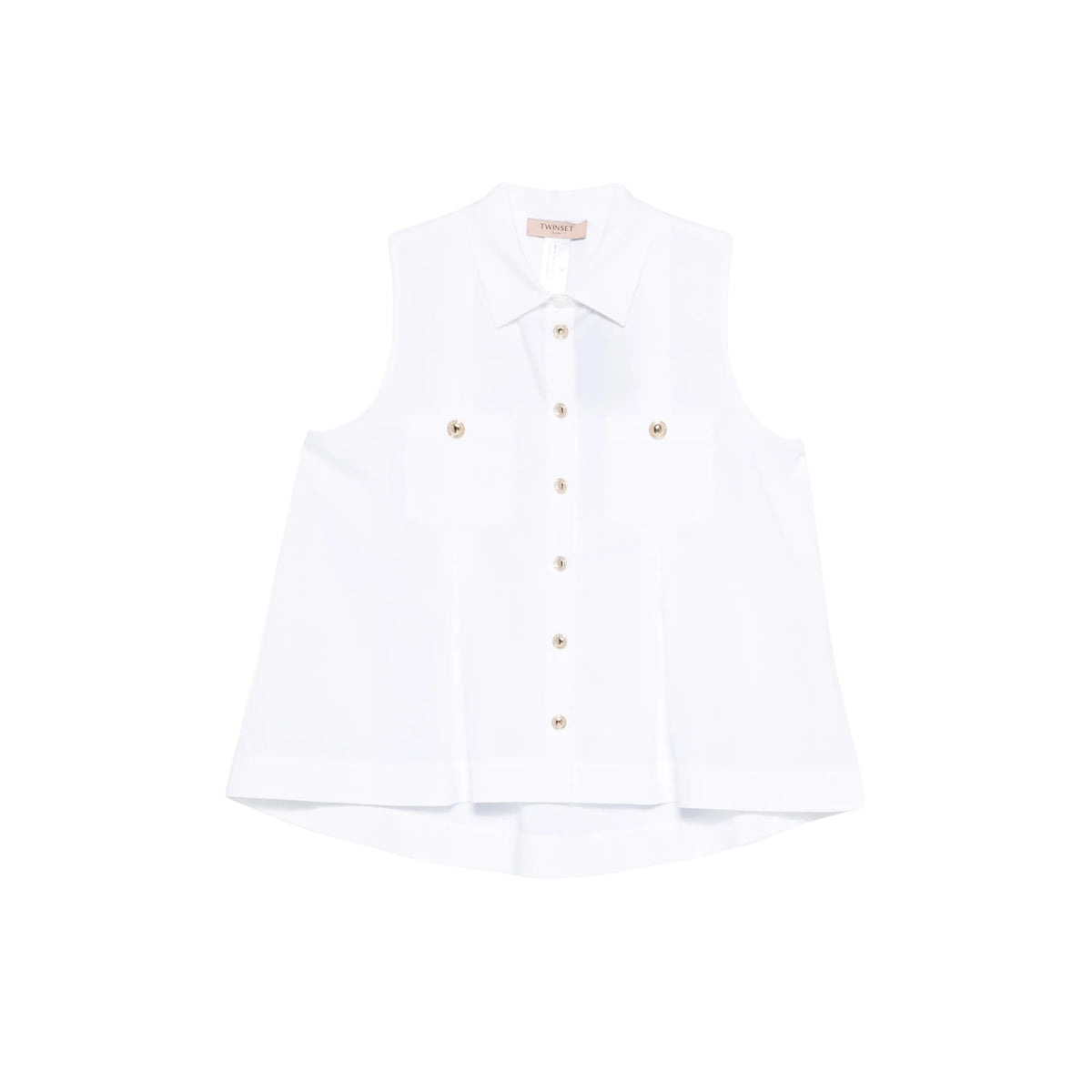 Camicia in popeline con tasche applicate - Bianco