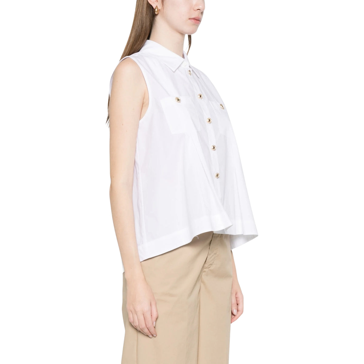 Camicia in popeline con tasche applicate - Bianco