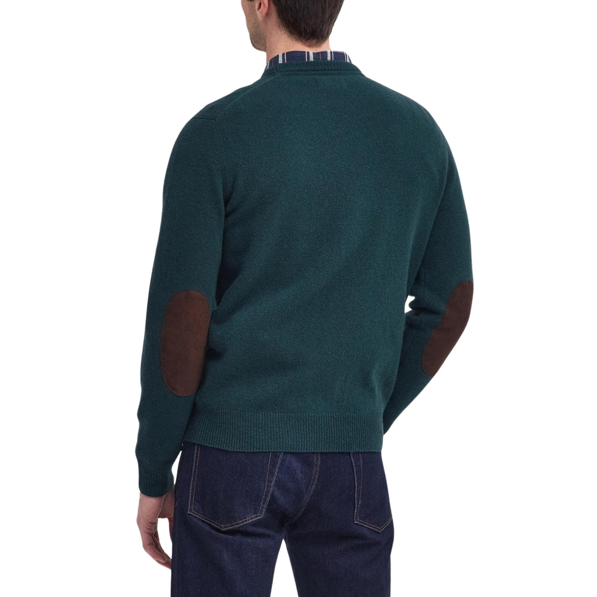 Felpa con toppe in pelle sui gomiti - Verde