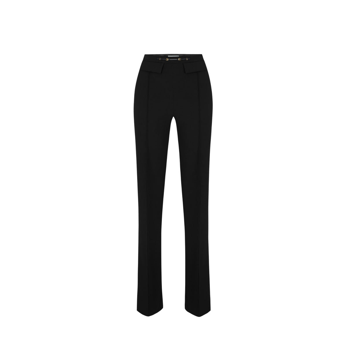 Pantalone a palazzo in doppio crêpe con morsetto logo - Nero