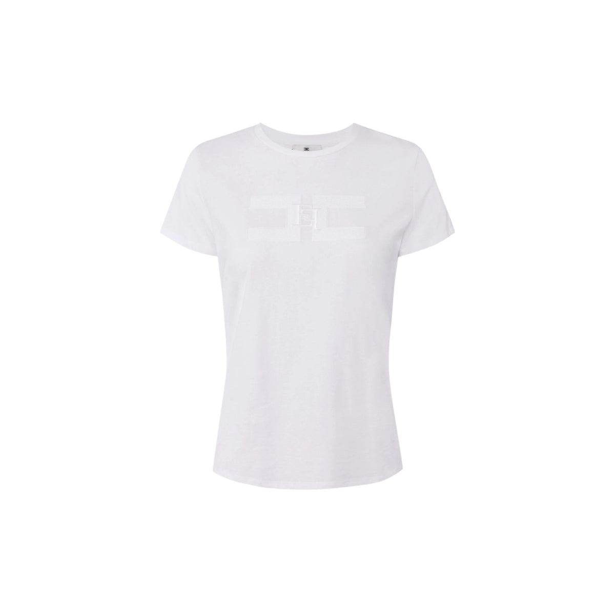 T-shirt manica corta con logo ricamato in tono - Gesso