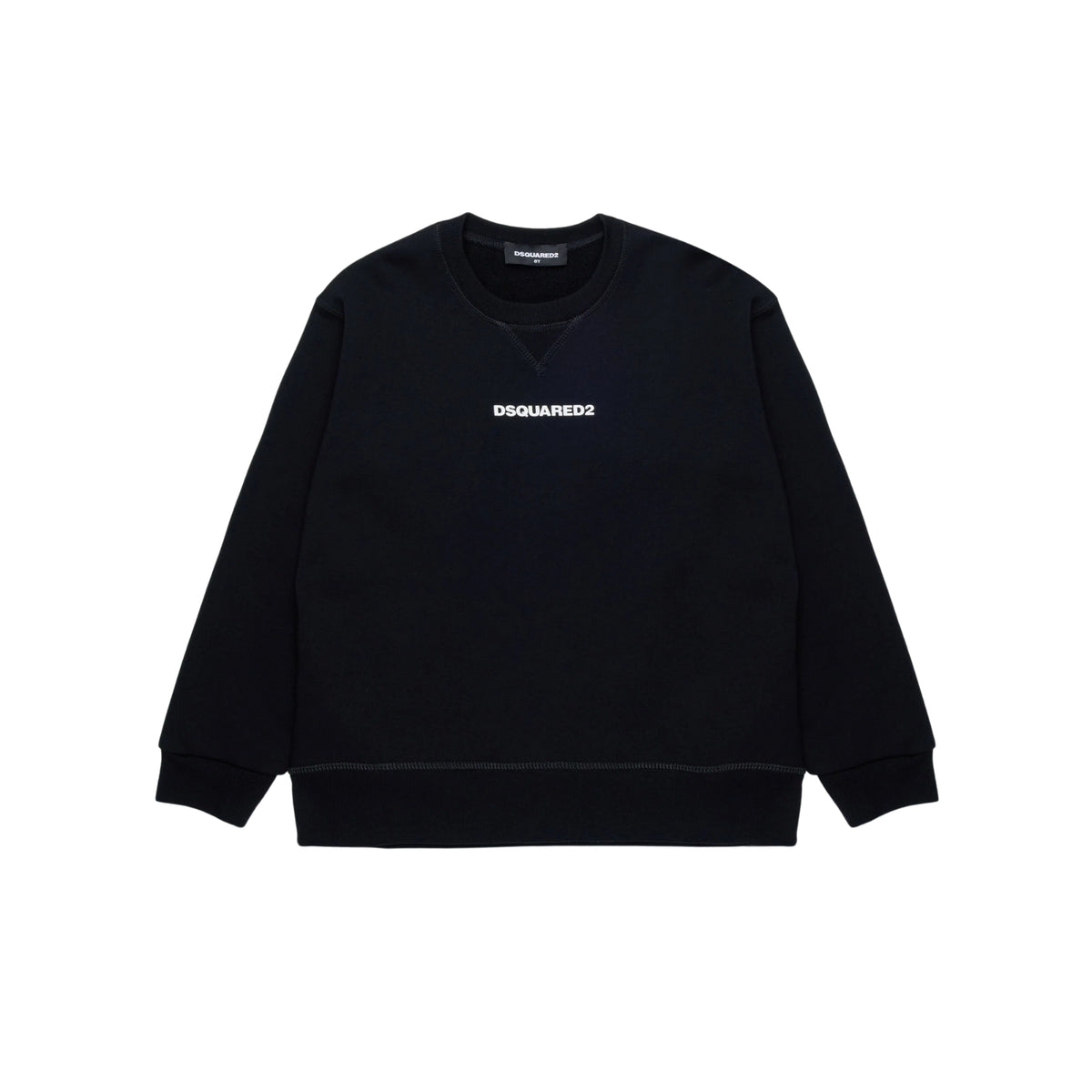 Felpa girocollo oversize con logo gommato - Nero