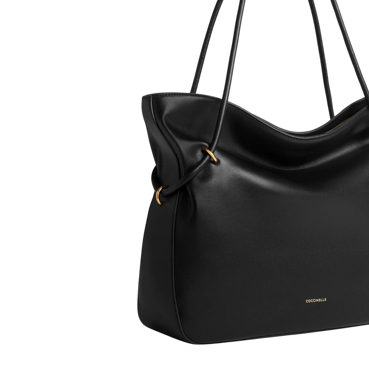 Borsa Lizzie con manici su ponticelli metallici - Nero
