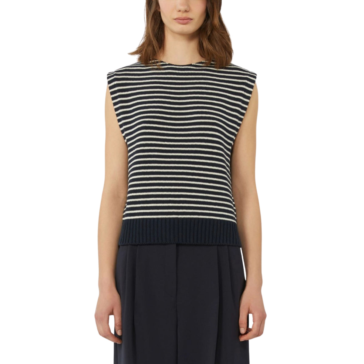 Gilet in filato rasato misto cotone - Nero
