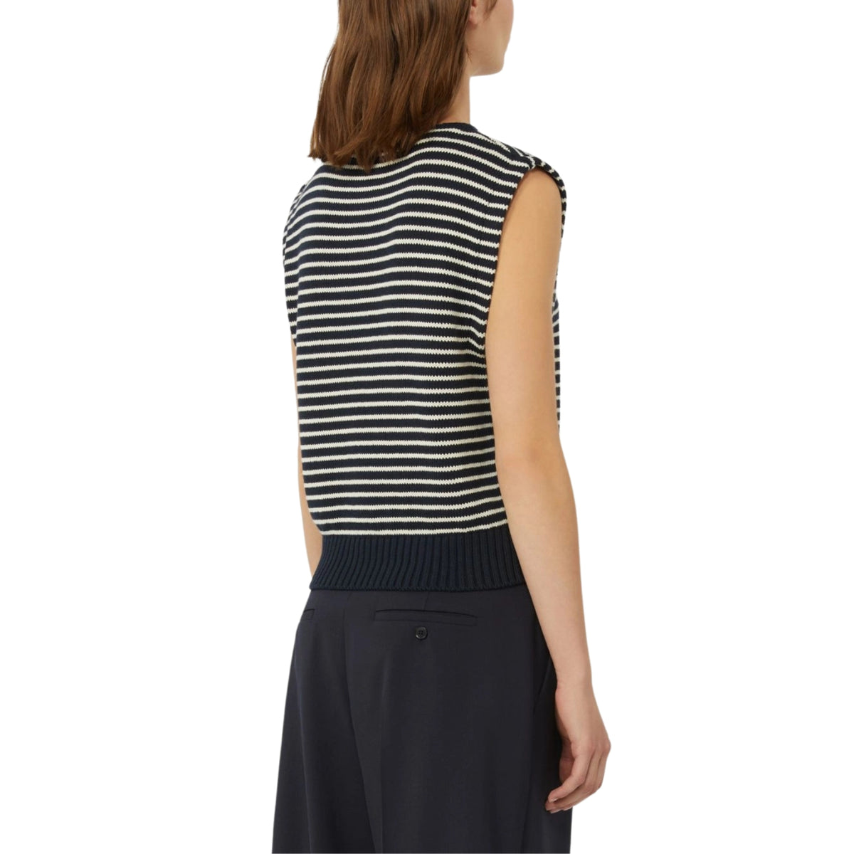 Gilet in filato rasato misto cotone - Nero