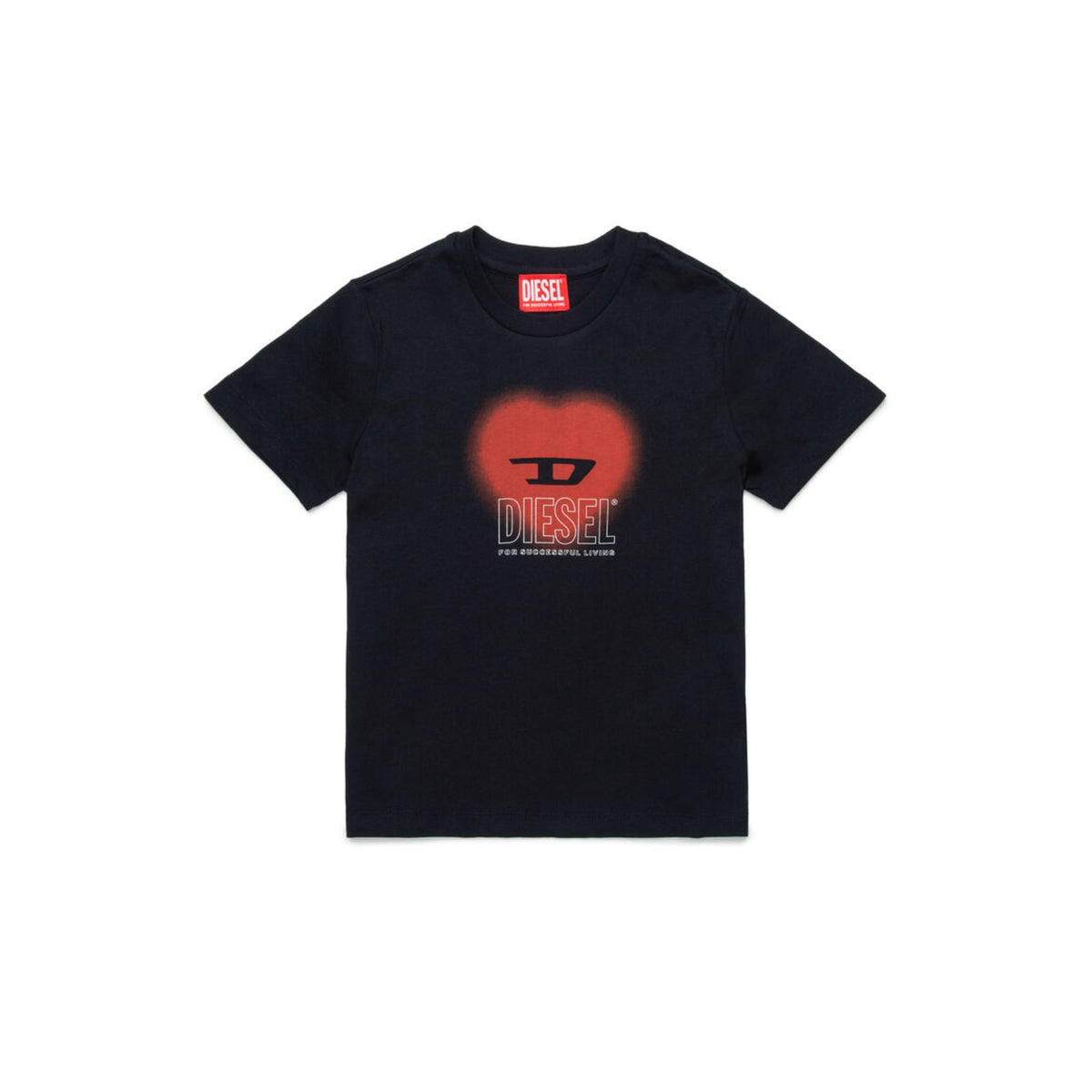T-shirt ragazza stampa cuore e logo Biscotto - Nero