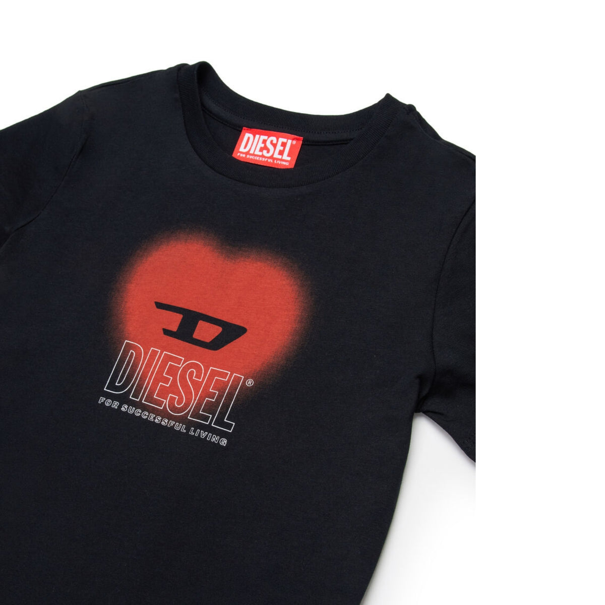T-shirt ragazza stampa cuore e logo Biscotto - Nero