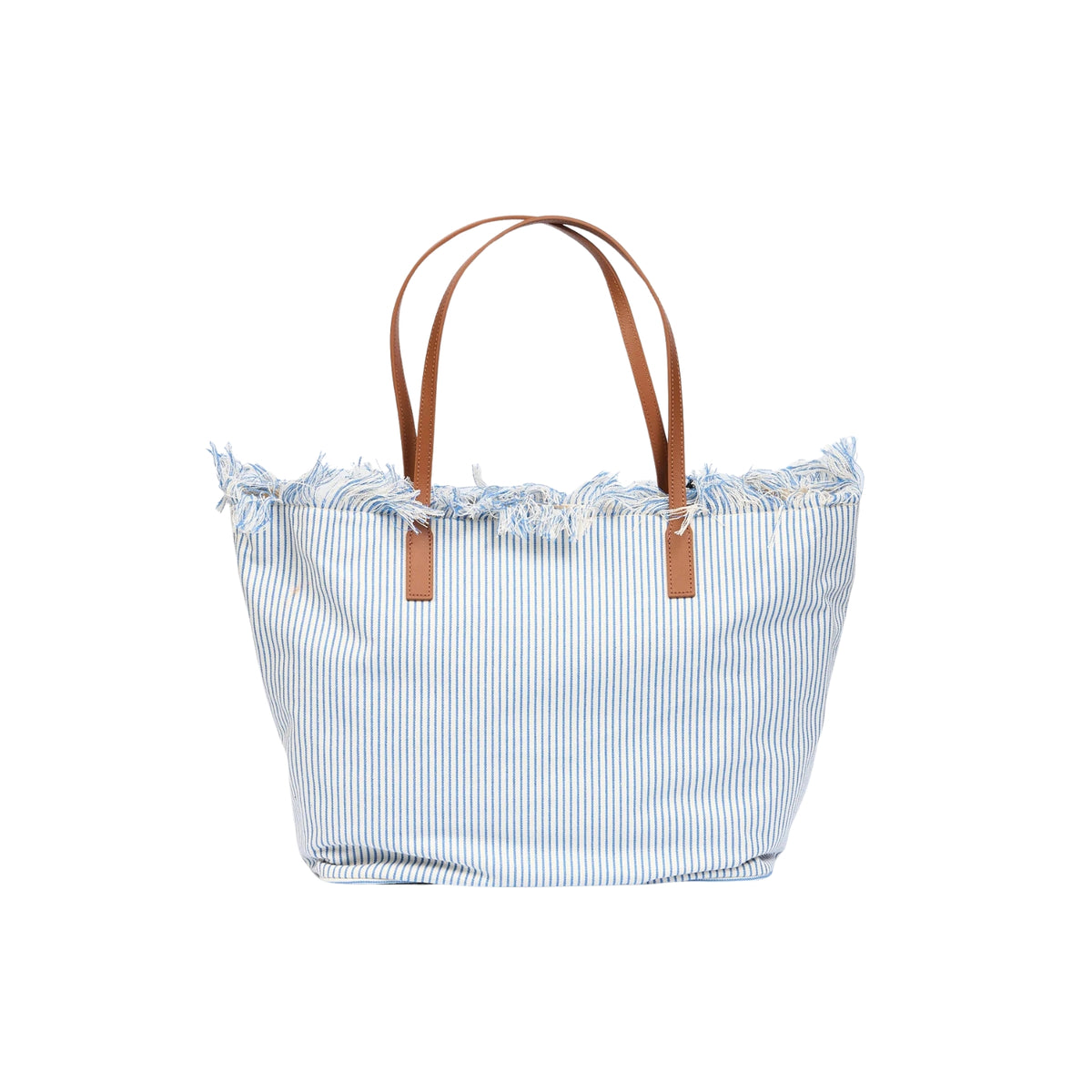 Borsa City con frange e righe - Celeste