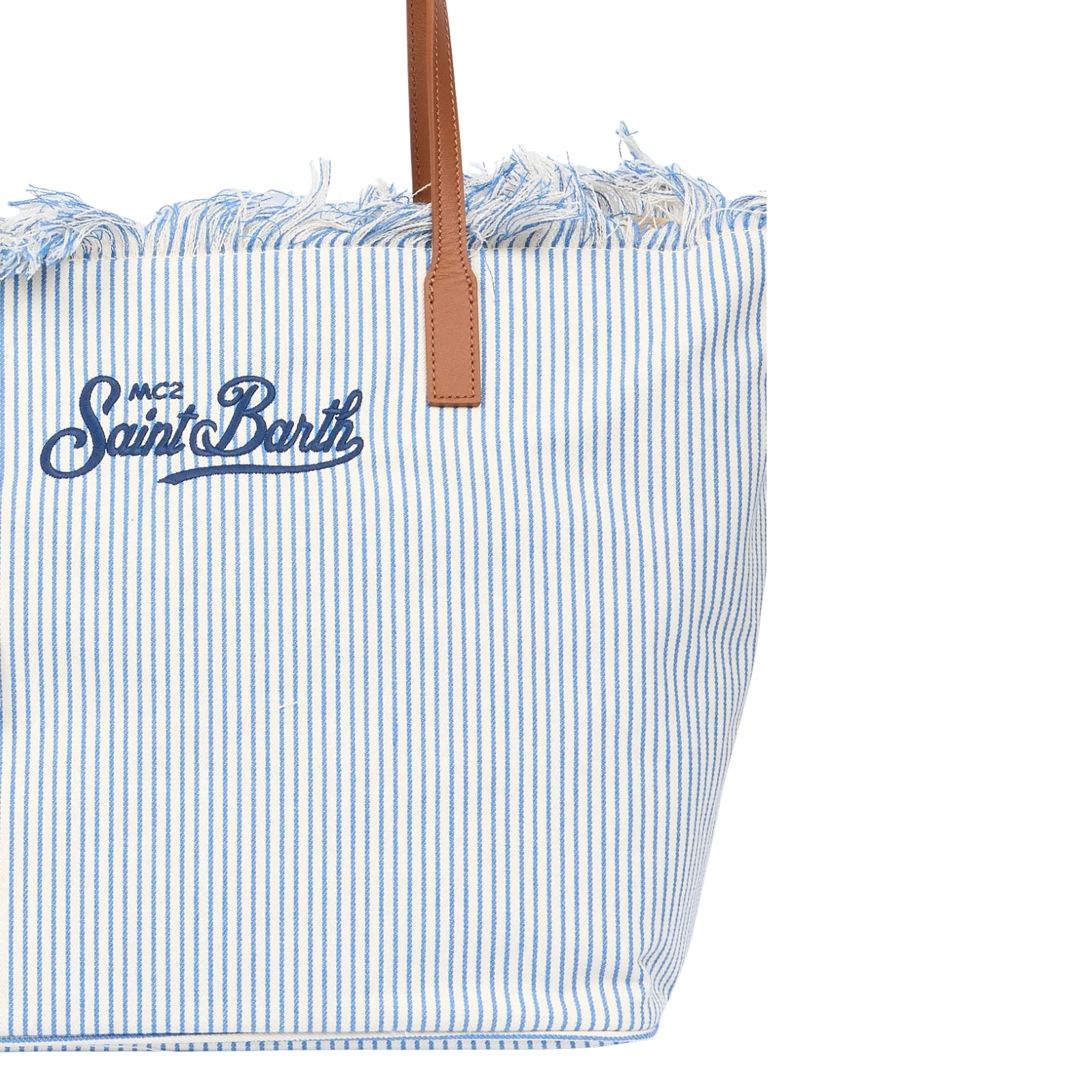 Borsa City regular in canvas con frange - CELESTE