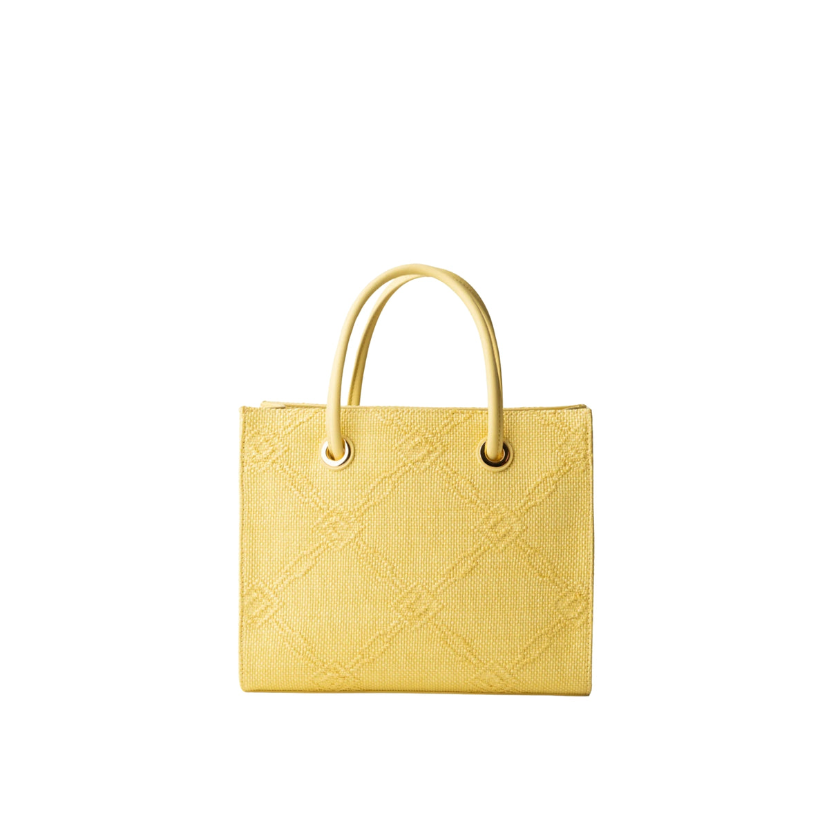 Borsa tote piccola in rafia jacquard a losanghe - Lemonade