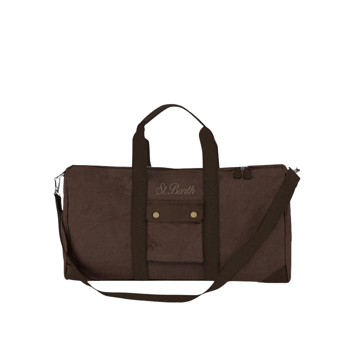 Borsone Jetleg in tessuto cerato con ricamo logo-MARRONE