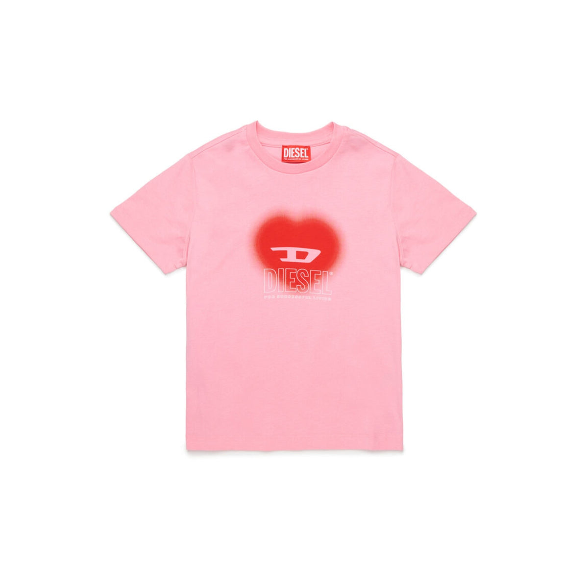 T-shirt ragazza stampa cuore e logo Biscotto - Rosa