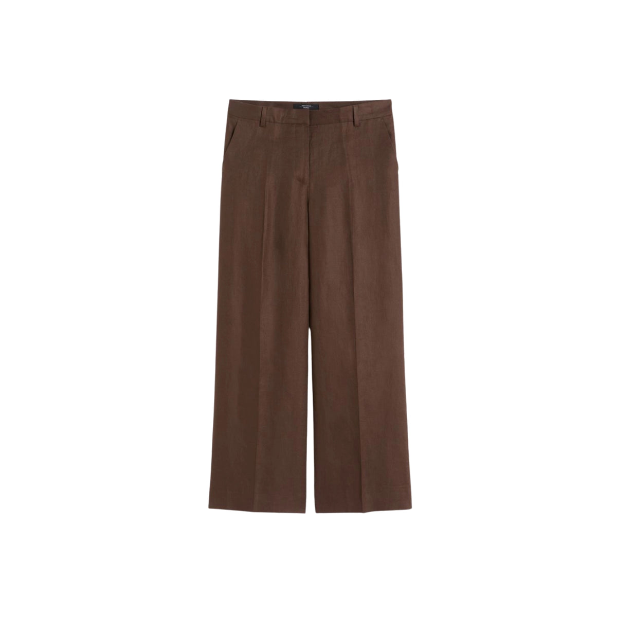Pantalone wide leg in puro lino - Marrone