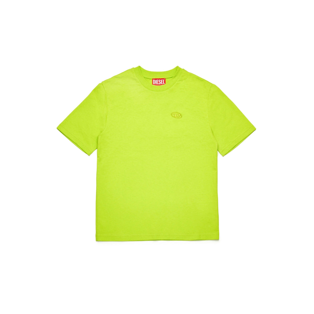 T-shirt Diesel in cotone pesante con logo ricamato - Lime