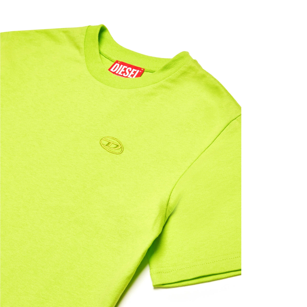 T-shirt Diesel in cotone pesante con logo ricamato - Lime