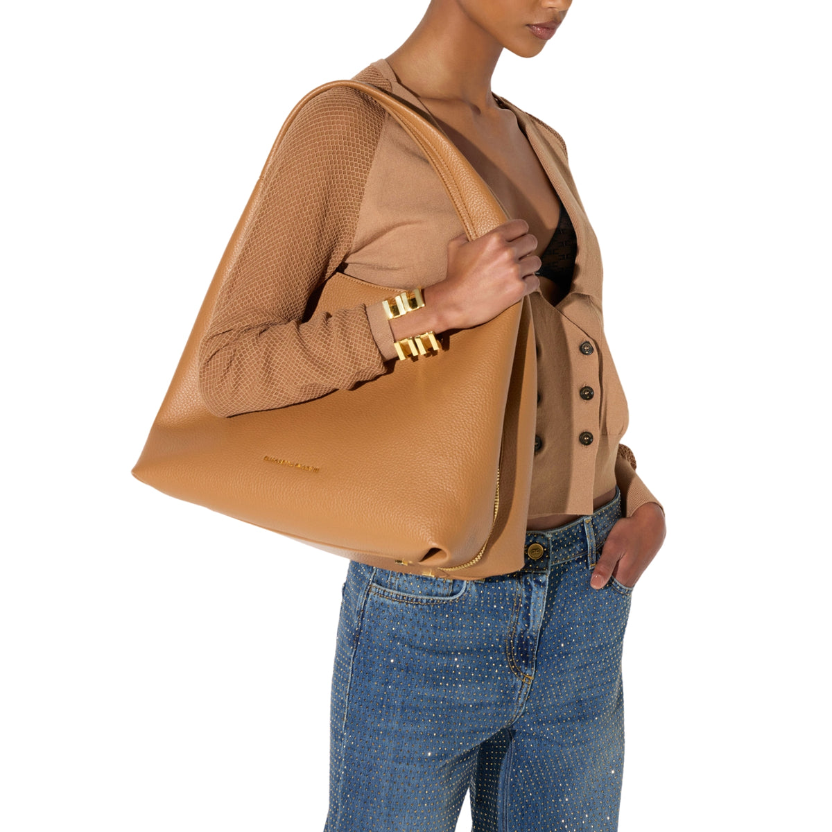 Borsa hobo con charms - Daino