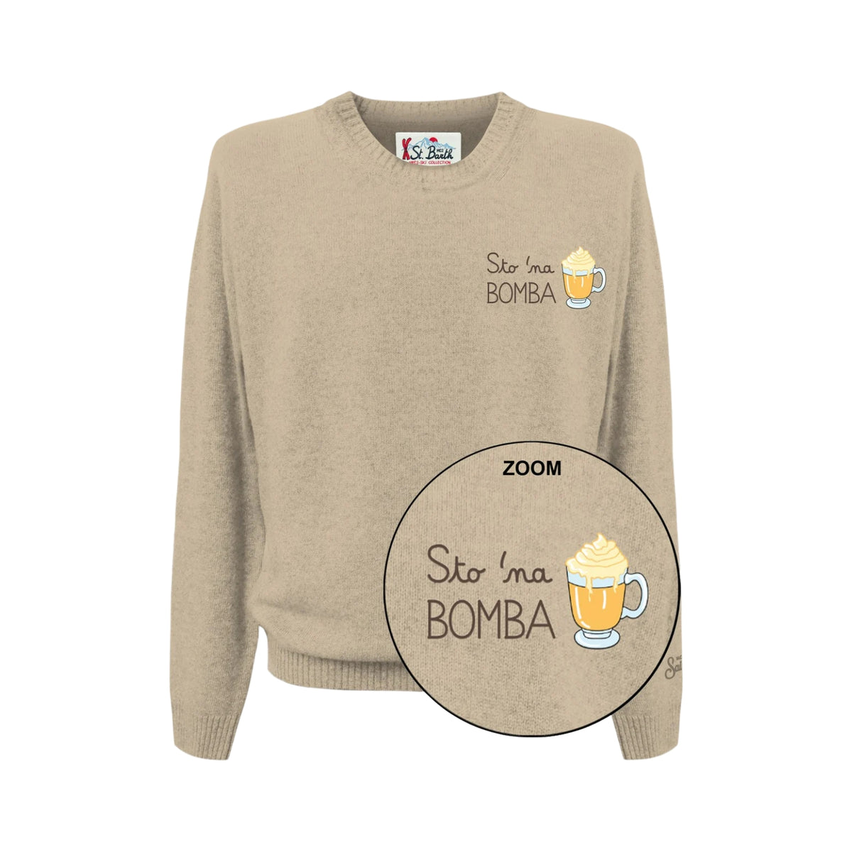 Maglione girocollo in misto cashmere - Beige
