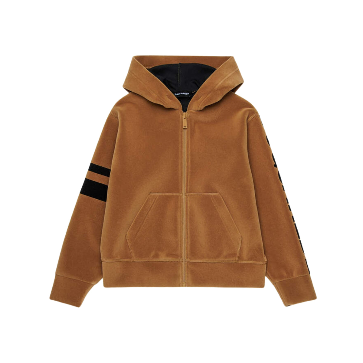 Felpa Fleece Hoodie con righe a contrasto - Miele