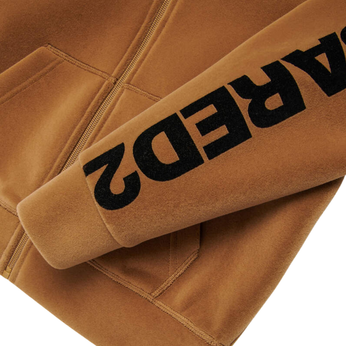 Felpa Fleece Hoodie con righe a contrasto - Miele