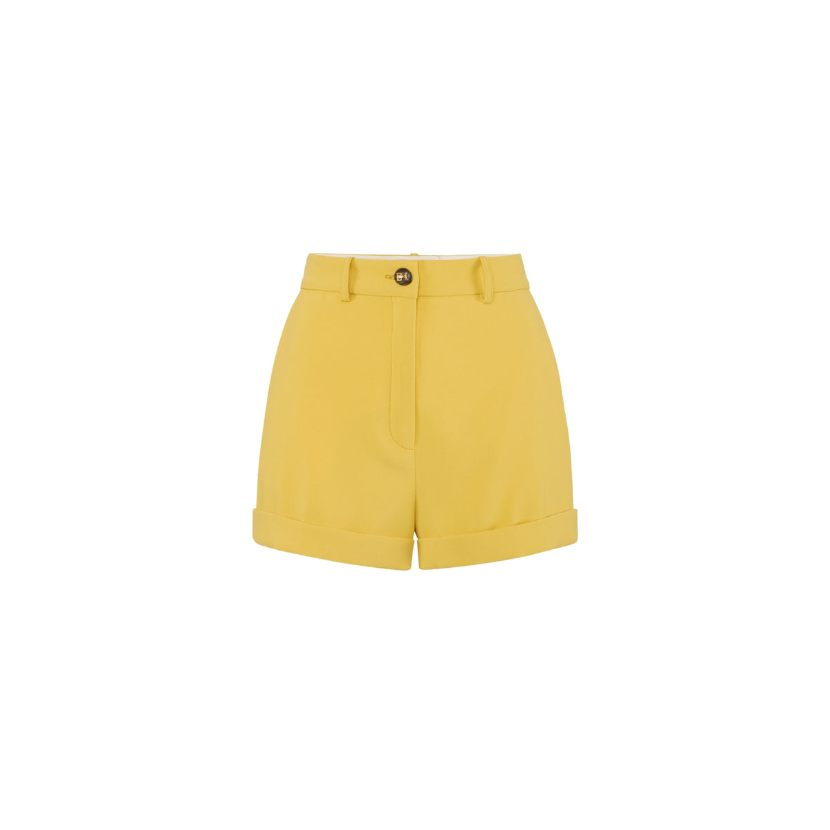 Shorts in crêpe con risvolto - Giallo
