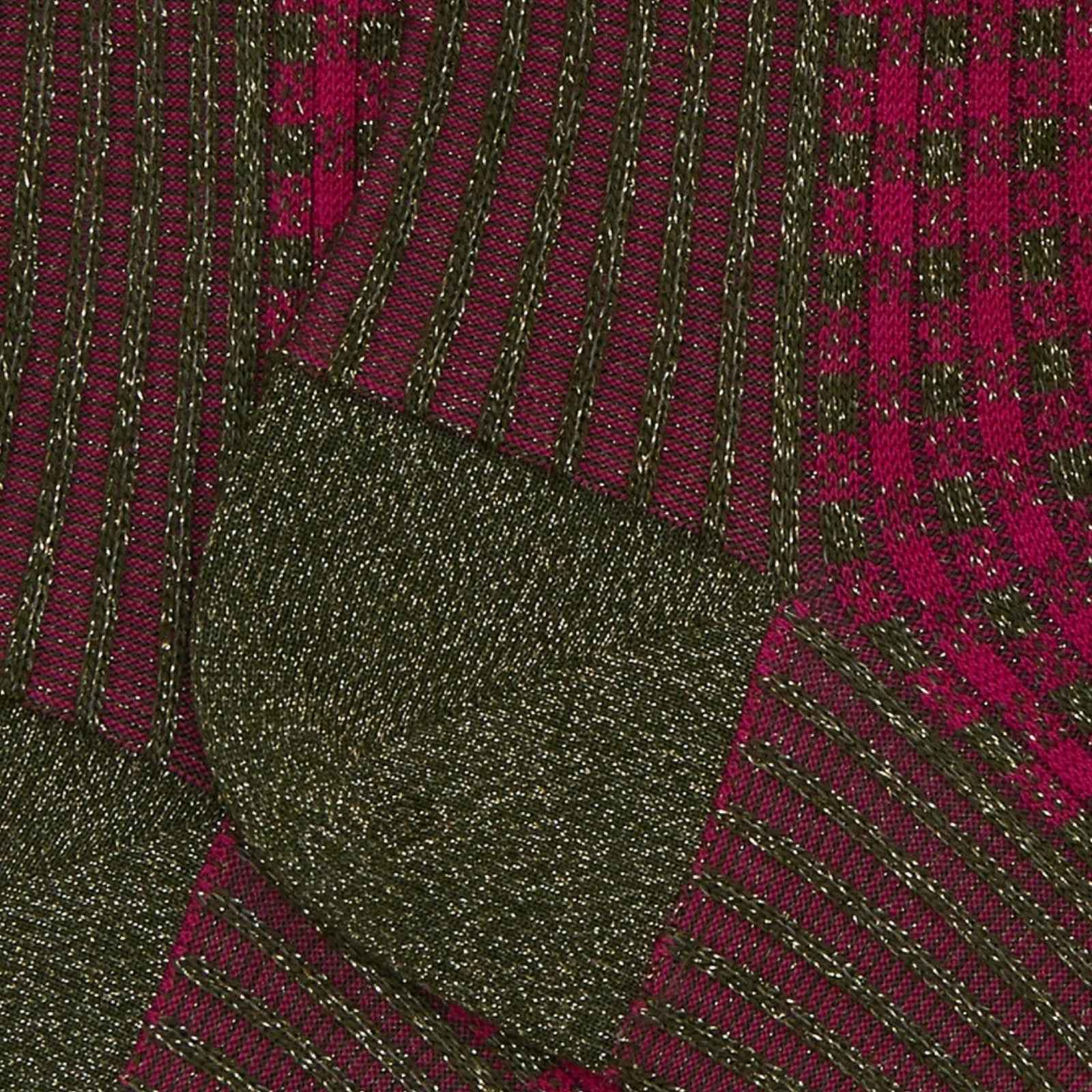 Calze corte donna cotone grigio fantasia twin rib e micro tartan effetto scintillante - FUCSIA