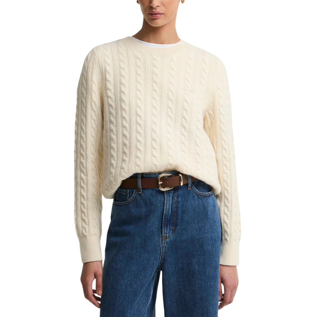 Maglione misto lana Ashdown con taglio morbido e lavorazione a trecce